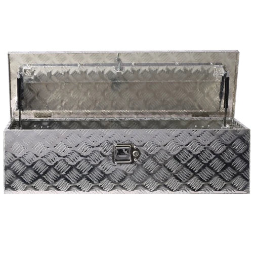 39-Inch Heavy Duty Aluminum Tool Box Truck Bed Outdoor Trailer Pickup Storage Organizer RV Storage W Lock Keys Silver FCJ
