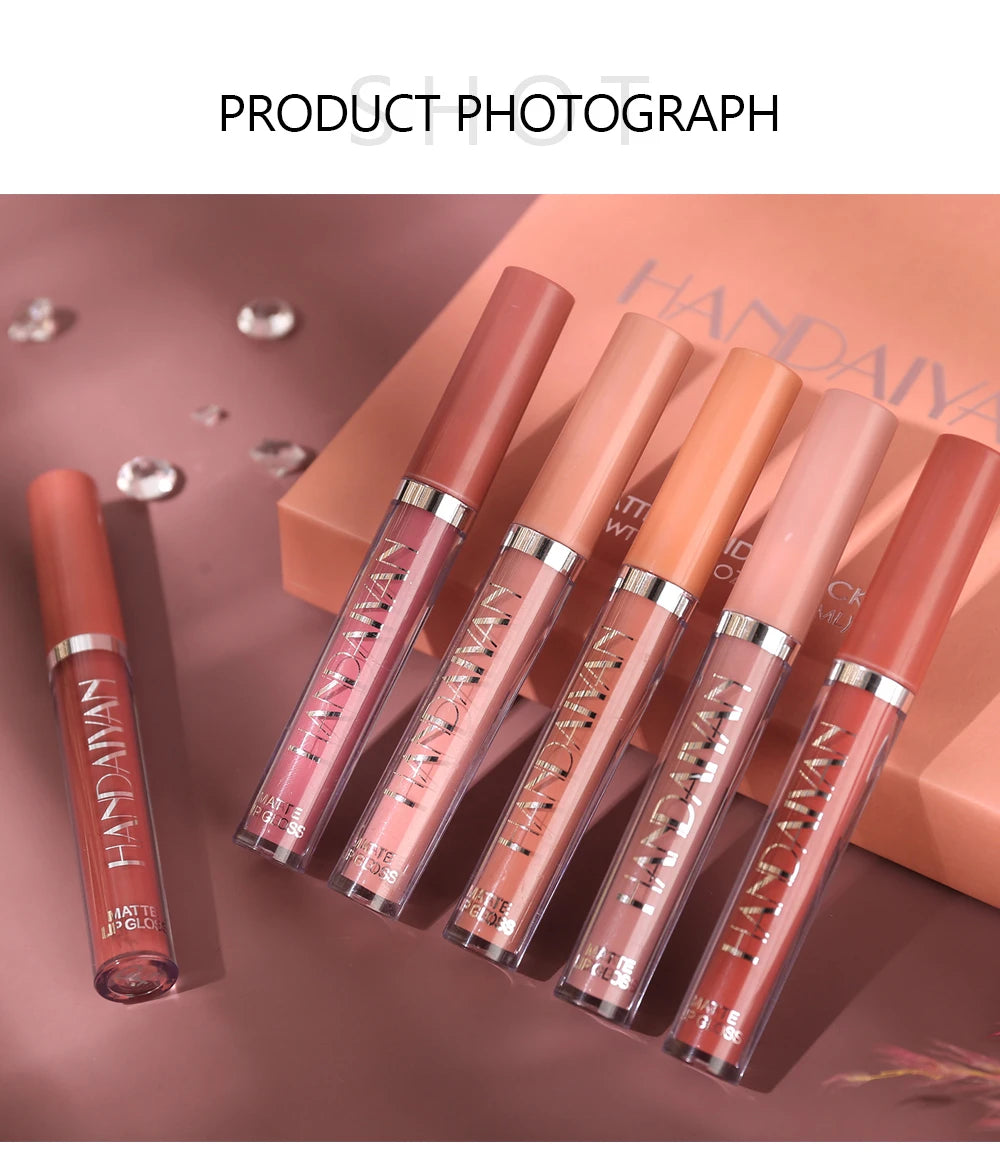 HANDAIYAN Gift 6PC/Set Matte Velvet Lip Gloss Waterproof Long-lasting Liquid Lipstick Cosmetic Beauty Keep 24 Hours Makeup