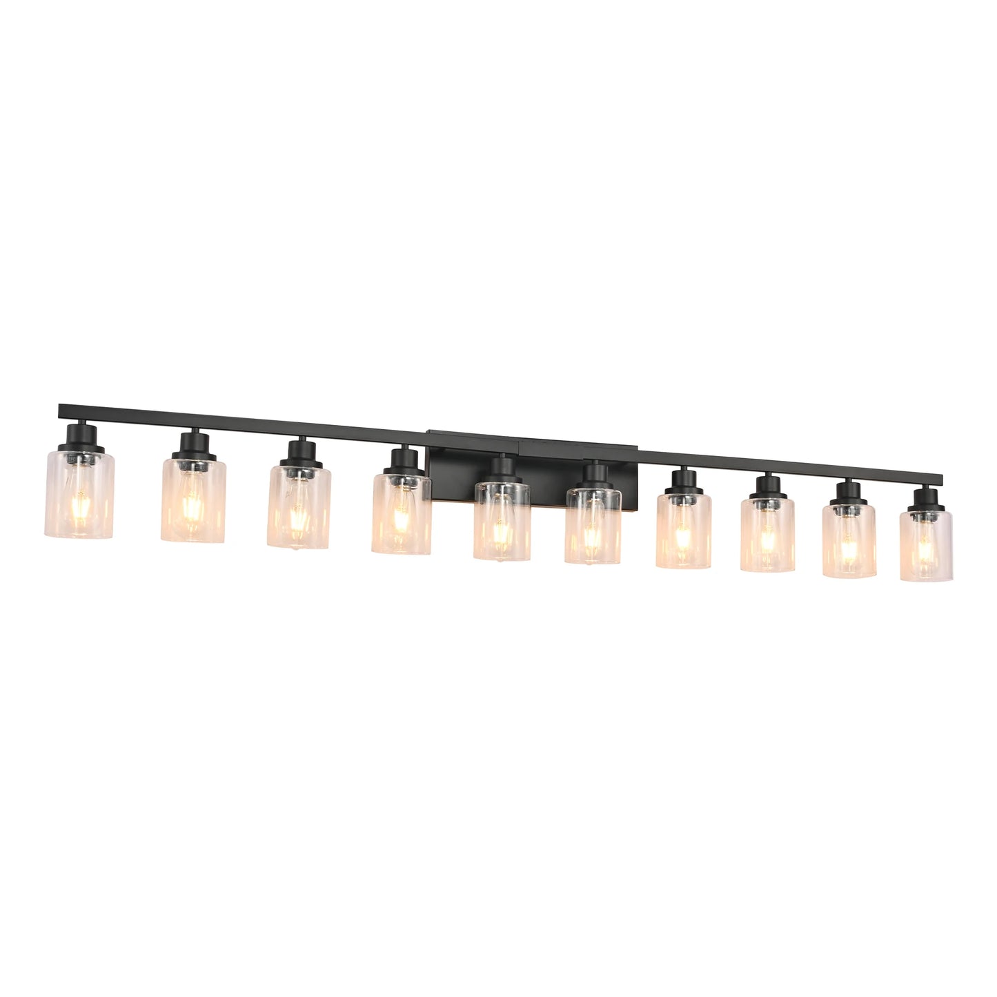 10 Light Bathroom Vanity Lights Over Mirror, 65.4inch Black Vanity Lights Fixtures Matte Black Modern Bathroom Wall Lighting