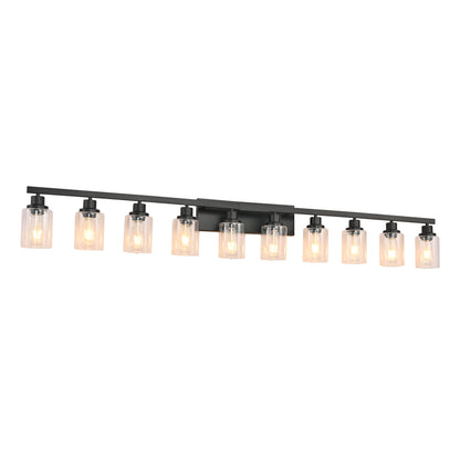 10 Light Bathroom Vanity Lights Over Mirror, 65.4inch Black Vanity Lights Fixtures Matte Black Modern Bathroom Wall Lighting
