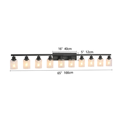 10 Light Bathroom Vanity Lights Over Mirror, 65.4inch Black Vanity Lights Fixtures Matte Black Modern Bathroom Wall Lighting