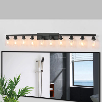 10 Light Bathroom Vanity Lights Over Mirror, 65.4inch Black Vanity Lights Fixtures Matte Black Modern Bathroom Wall Lighting
