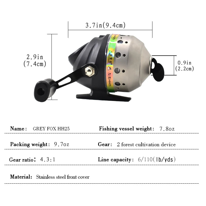 Piaoyu High Quality HH25 Metal Fishing Reel 4:3:1 Fishing Line Reel Fishing Gear Fishing Accessories Outdoor Play