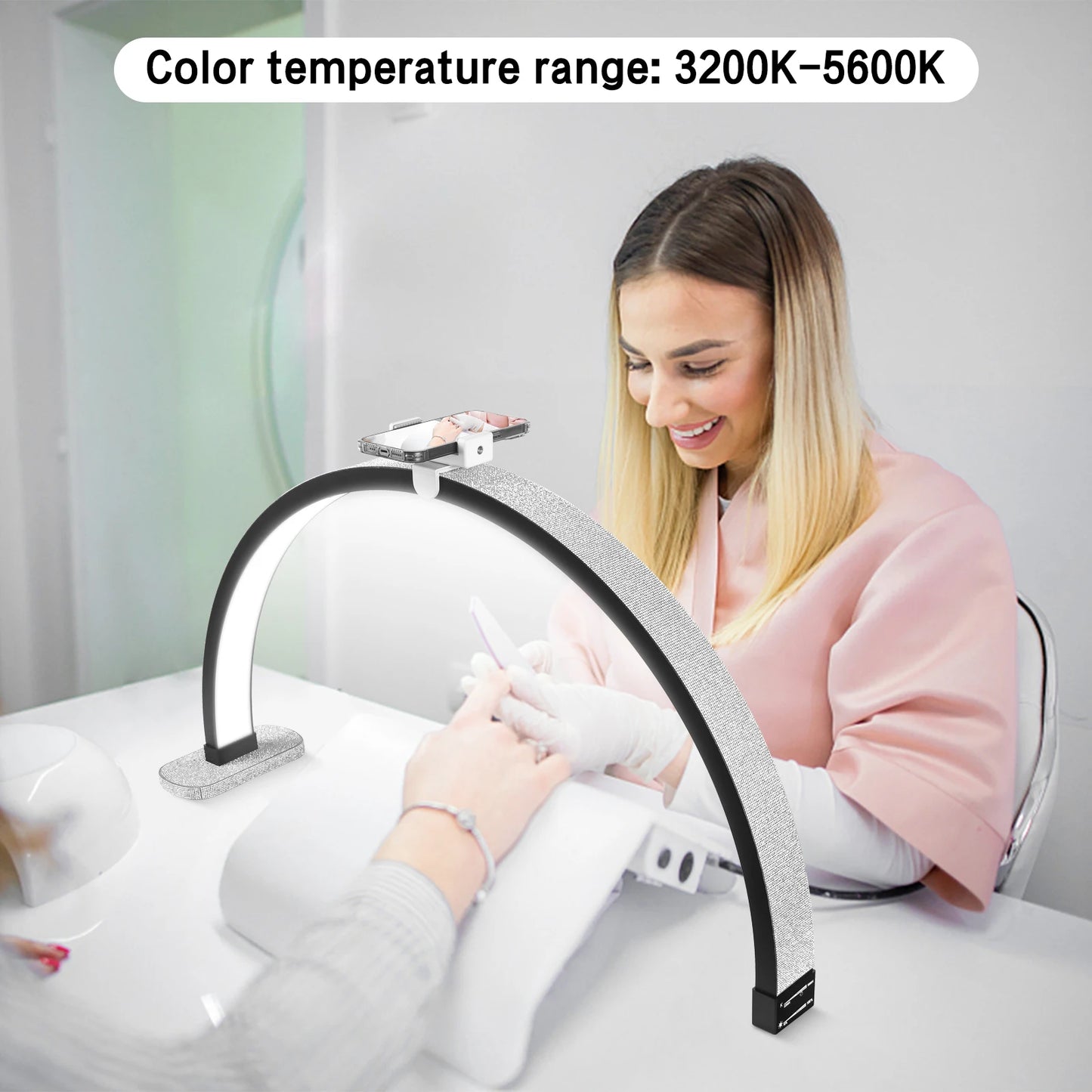 FOSOTO Overseas Warehouse Golden Half Table Moon Video Ring Lash Light UV Nail Lamp for Beauty Nails Photography Photo Lash Bed