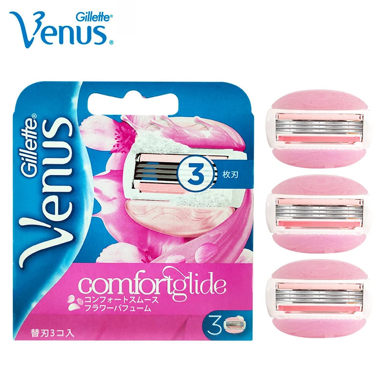 Gillette Women Razor Blades Venus ComfortGlide 3 Layers Blade Protect Skin Shaving Hair Removal Replacement Razor Refill 3/6 Pcs