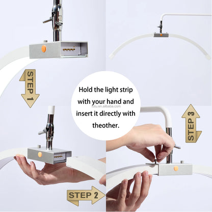 Fosoto Portable Cosmetics Moon Light Lamp for Lashes Half Moon Floor Lamps Lash Bed With Phone Holder for Beauty Eyelash Lamp