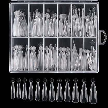 100/120Pcs/Box Stiletto Clear Dual System Nails Forms False Tips Quick Building Gel Mold Full Cover Nail Extension Forms Tools