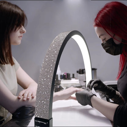 FOSOTO 30inch Arc U-shaped Nail Desk Light Manicure Half Moon Table Light with Rhinestones for Lashes Nail Tattoo Beauty Lamp