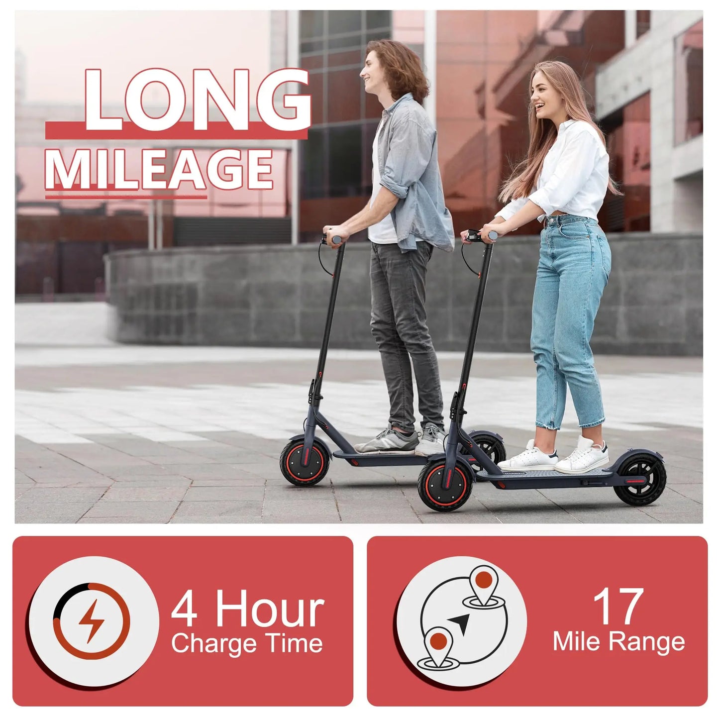 Dual Suspension Folding Electric Scooter for Adults 350W Motor 19/22Mph Speed 21-28 Miles Range 8.5'/10' Tires 21-28 Miles Range