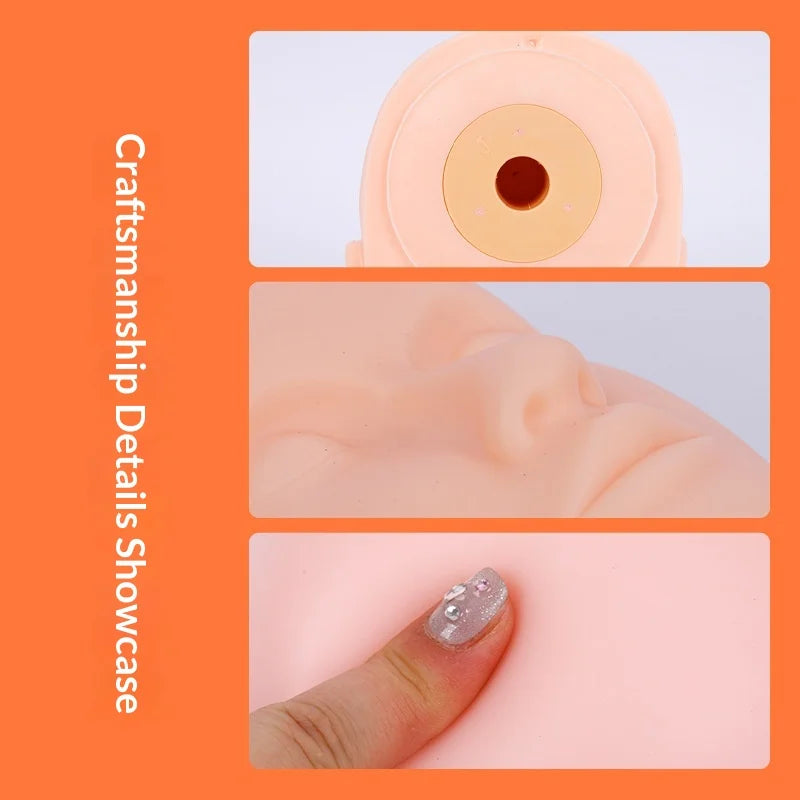 Eyelash Extension Practice Head Model Silicone Human Head Beginners Soft Practice Eyelash Grafting Tattooing Beauty Massage