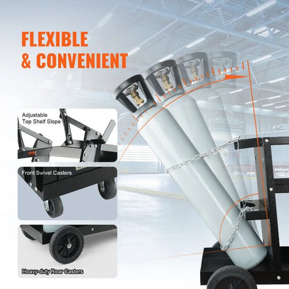 VEVOR Welding Cart, 2-Tier 4 Drawers Welder Cart with 265 LBS Weight Capacity,360degree Swivel Wheels,Tank Storage Safety Chains