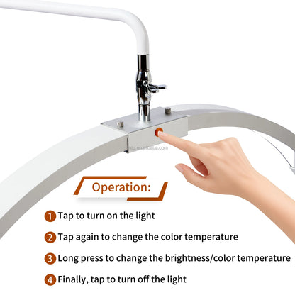 Fosoto Portable Cosmetics Moon Light Lamp for Lashes Half Moon Floor Lamps Lash Bed With Phone Holder for Beauty Eyelash Lamp