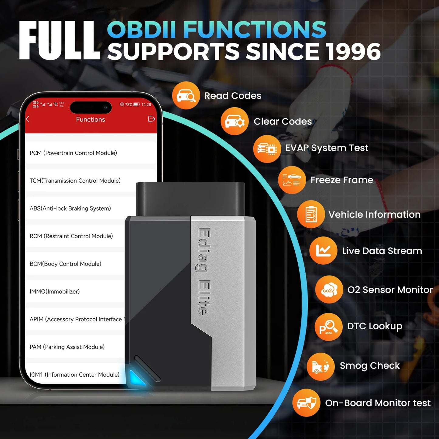 Ediag Elite All System Car Diagnostic Tool Bidirectional Control 15 Service OBD2 Scanner Upgraded Version of Ediag MINI