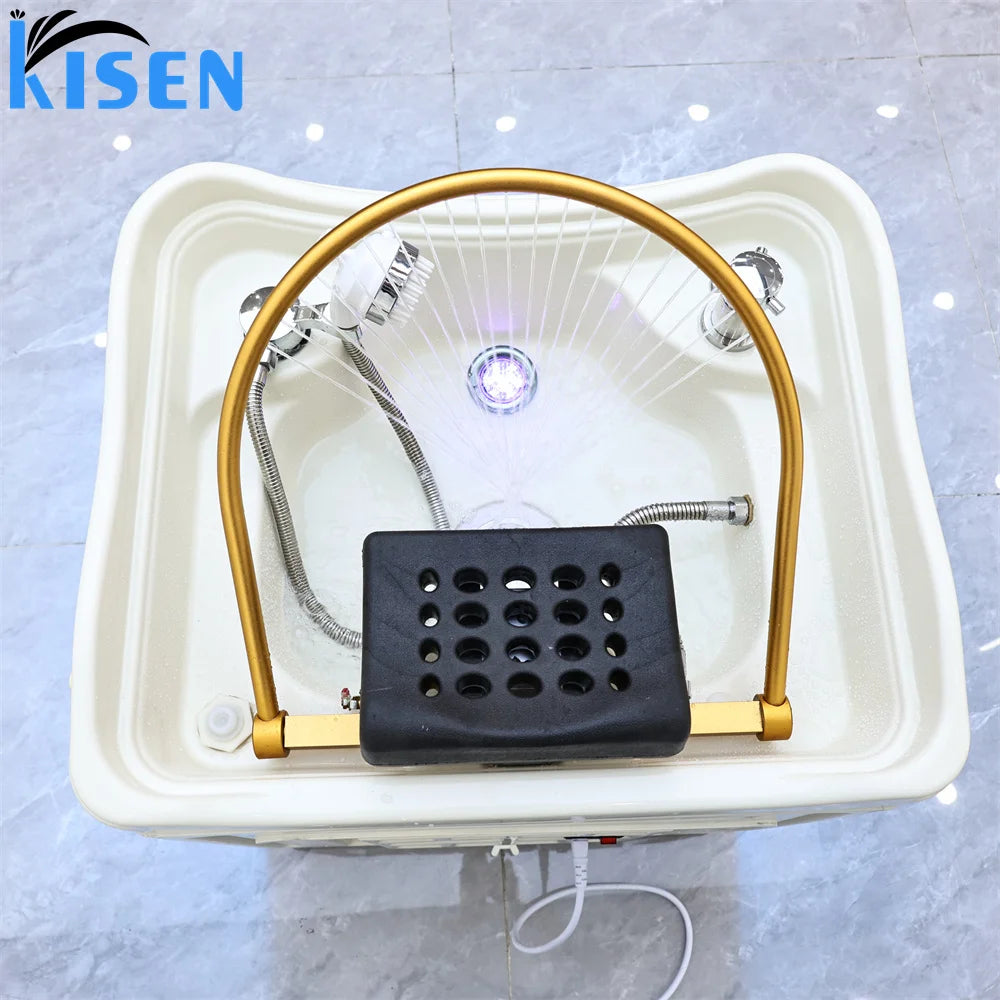 Deeply Release Pressure Portable Mobile Sink Washing White Bowl Washing Basin for Beauty Salon Shampoo Barber Shop Salon