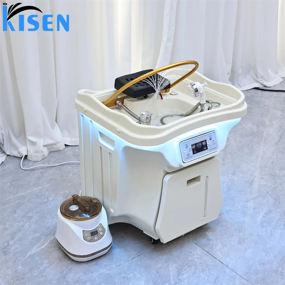 Deeply Release Pressure Portable Mobile Sink Washing White Bowl Washing Basin for Beauty Salon Shampoo Barber Shop Salon