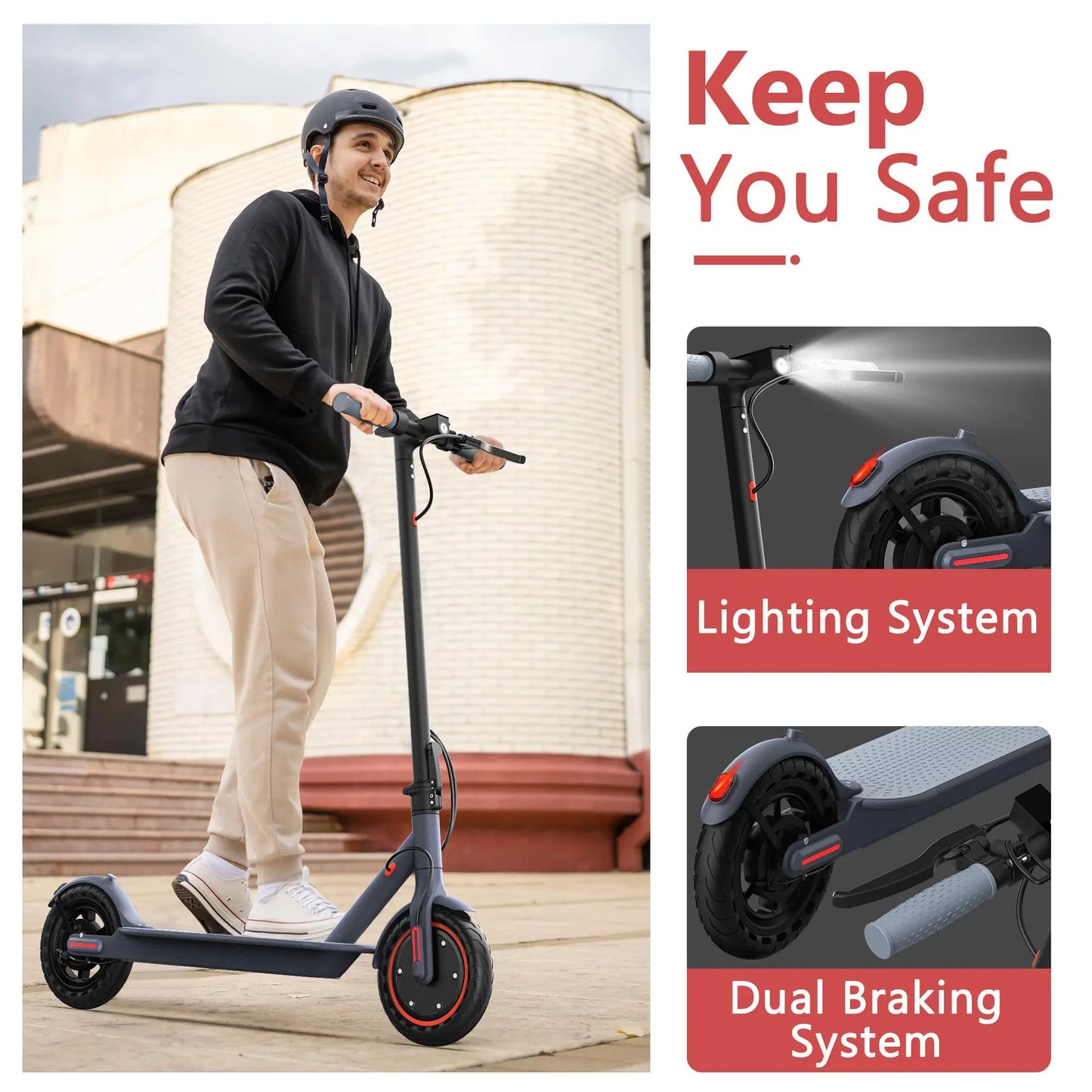 Dual Suspension Folding Electric Scooter for Adults 350W Motor 19/22Mph Speed 21-28 Miles Range 8.5'/10' Tires 21-28 Miles Range