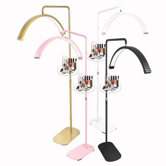 FOSOTO Transparent Acrylic Tray Makeup Brush Holder on Photography Tripod for Half Moon Light Placing Eyebrow Makeup Beauty