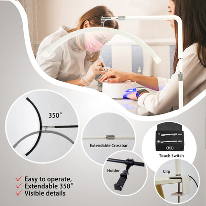25inch Desk Lamp Clip-on Table Lash Light Moon Lamp UV Led Nail Lamp with Clamp for Nails Beauty Moon Light Lamp for Lash Tattoo