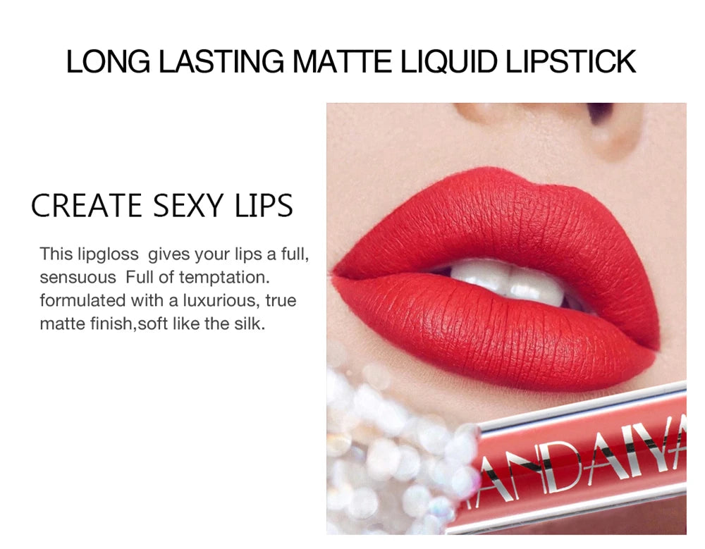 HANDAIYAN Gift 6PC/Set Matte Velvet Lip Gloss Waterproof Long-lasting Liquid Lipstick Cosmetic Beauty Keep 24 Hours Makeup