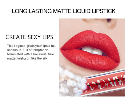 HANDAIYAN Gift 6PC/Set Matte Velvet Lip Gloss Waterproof Long-lasting Liquid Lipstick Cosmetic Beauty Keep 24 Hours Makeup