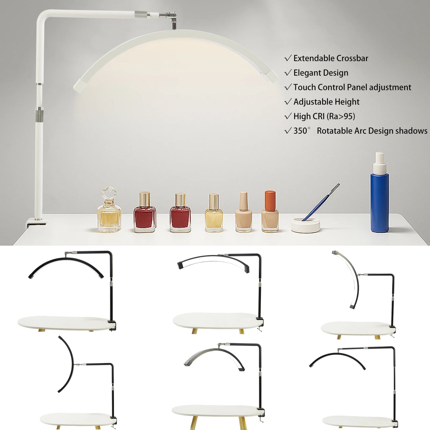 25inch Desk Lamp Clip-on Table Lash Light Moon Lamp UV Led Nail Lamp with Clamp for Nails Beauty Moon Light Lamp for Lash Tattoo