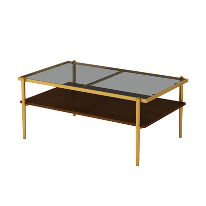 Golden Frame 3 Pieces Glass Coffee Table Set Living Room Coffee Table with Side Tables Set of 3 Drop Shipping Products