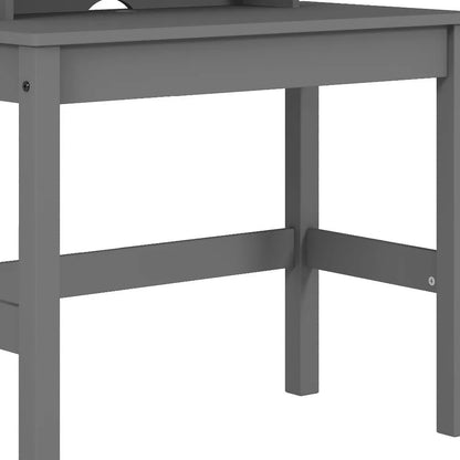 HMS 35 Gray Writing Desk Simple Design Foldable Portable Wooden Computer Table with Bookshelf Shelf for Home Office Hotel Use