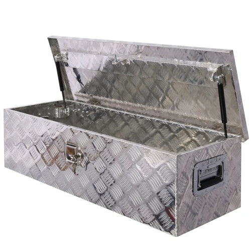 39-Inch Heavy Duty Aluminum Tool Box Truck Bed Outdoor Trailer Pickup Storage Organizer RV Storage W Lock Keys Silver FCJ