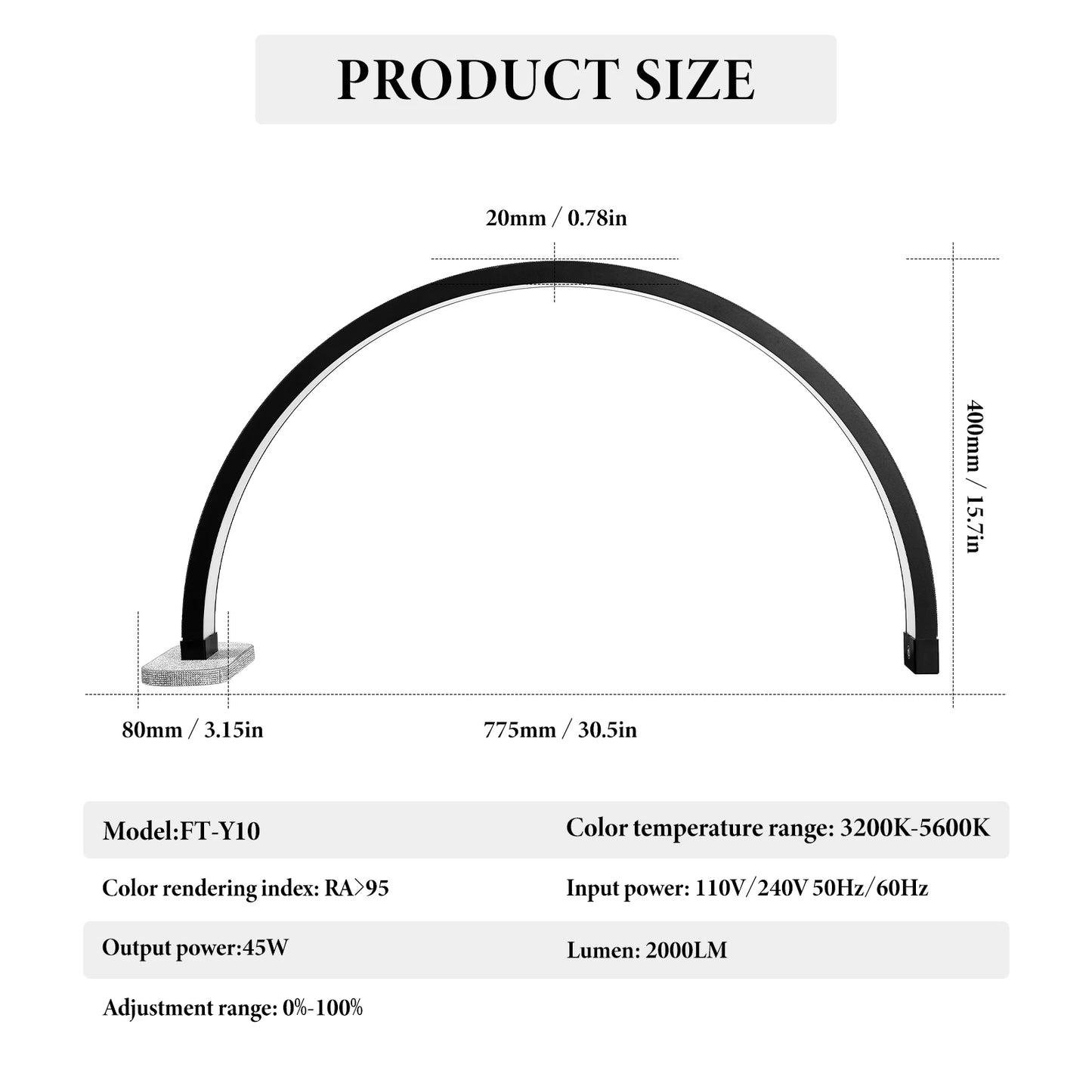 FOSOTO Overseas Warehouse Golden Half Table Moon Video Ring Lash Light UV Nail Lamp for Beauty Nails Photography Photo Lash Bed