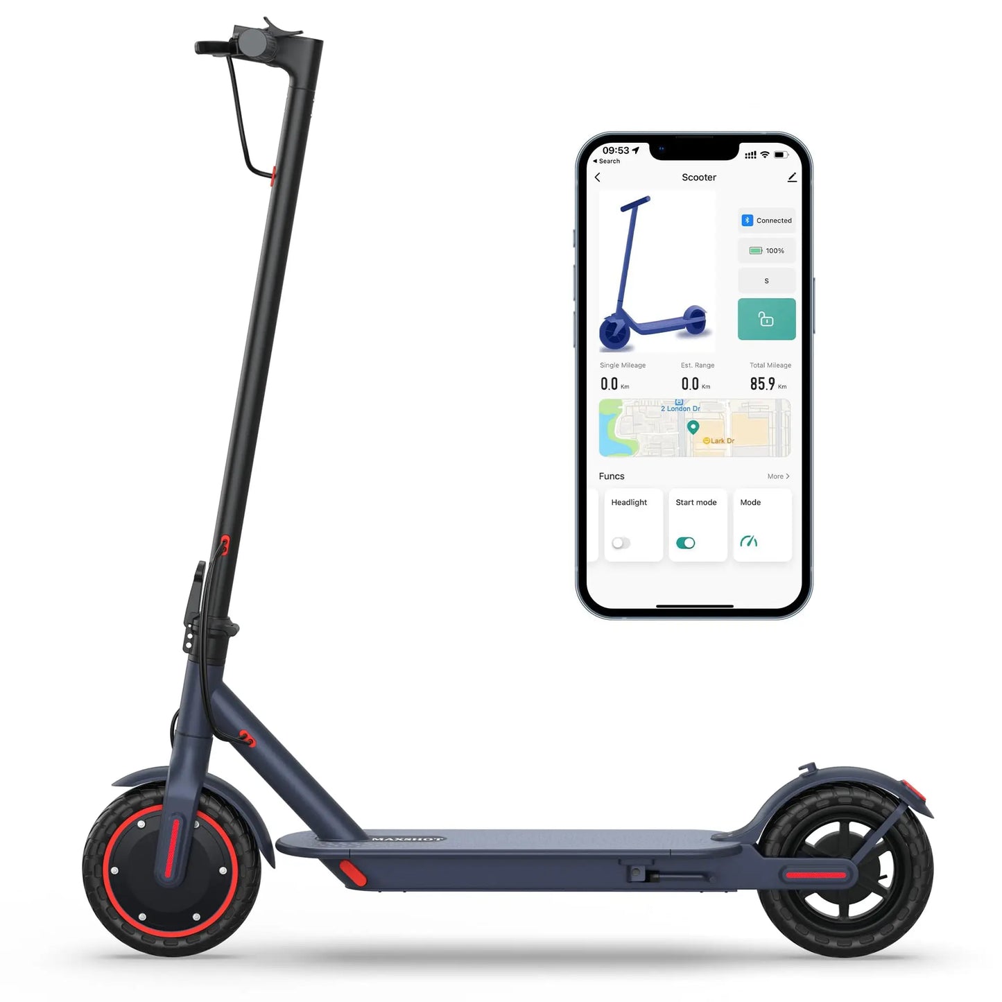 Dual Suspension Folding Electric Scooter for Adults 350W Motor 19/22Mph Speed 21-28 Miles Range 8.5'/10' Tires 21-28 Miles Range