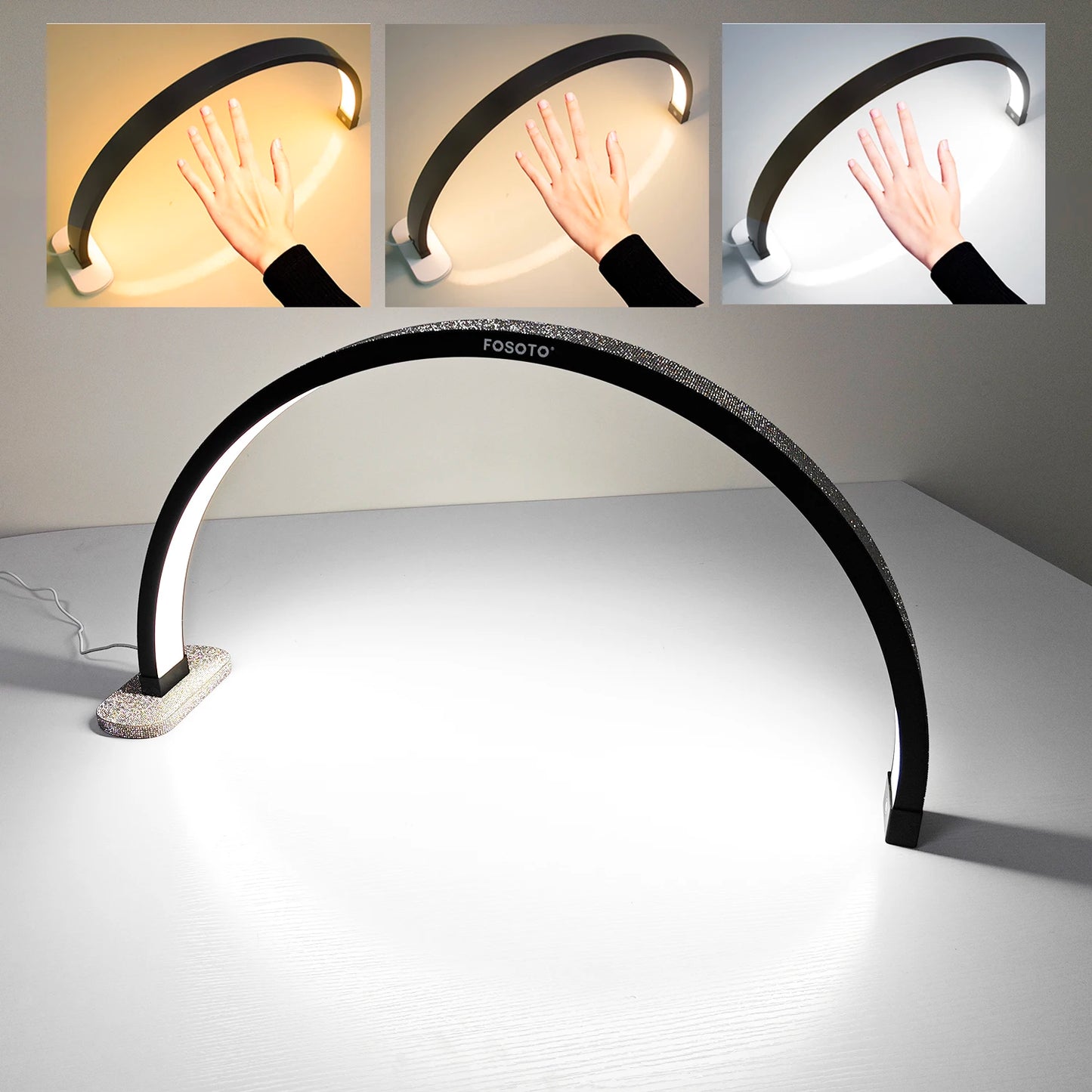 FOSOTO Overseas Warehouse Golden Half Table Moon Video Ring Lash Light UV Nail Lamp for Beauty Nails Photography Photo Lash Bed