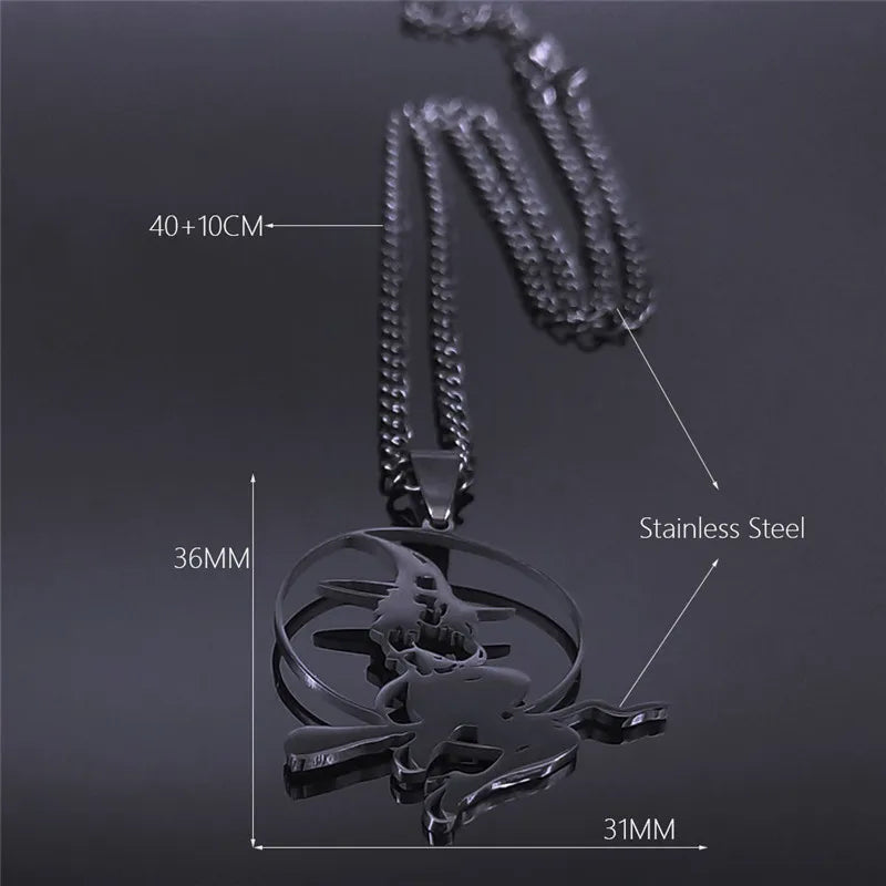 Wicca Witch Stainless Steel Choker Necklace Witchcraft Supplies for Spells Necklace Hollow Pendant for Women Punk Jewelry N4444S