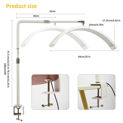 25inch Desk Lamp Clip-on Table Lash Light Moon Lamp UV Led Nail Lamp with Clamp for Nails Beauty Moon Light Lamp for Lash Tattoo