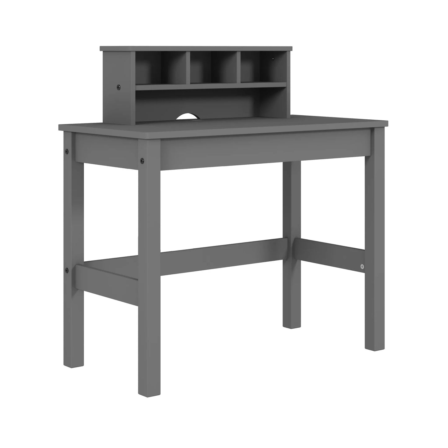 HMS 35 Gray Writing Desk Simple Design Foldable Portable Wooden Computer Table with Bookshelf Shelf for Home Office Hotel Use