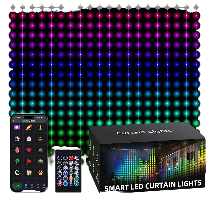 Intelligent IP65 Waterproof LED Blackout Curtains Indoor/Outdoor Decoration Party Features Control 2*2 Meters RGB Water Curtain