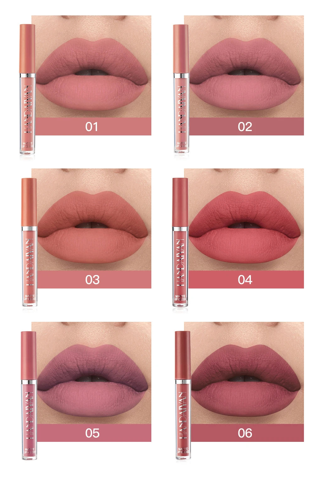 HANDAIYAN Gift 6PC/Set Matte Velvet Lip Gloss Waterproof Long-lasting Liquid Lipstick Cosmetic Beauty Keep 24 Hours Makeup