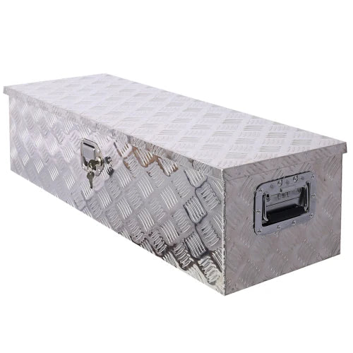 39-Inch Heavy Duty Aluminum Tool Box Truck Bed Outdoor Trailer Pickup Storage Organizer RV Storage W Lock Keys Silver FCJ