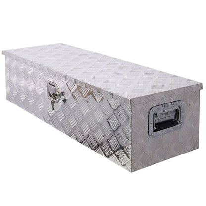 39-Inch Heavy Duty Aluminum Tool Box Truck Bed Outdoor Trailer Pickup Storage Organizer RV Storage W Lock Keys Silver FCJ