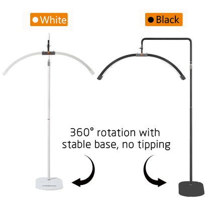 Fosoto Foldable Floor Lamp with Mirror Half Moon Light Led Light Photography Ring Light with Floor Tripod for Beauty Salon Lash