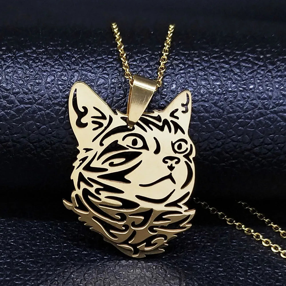 cat necklace kitten necklace silver cat pendant stainless steel necklace cat lover gift animal jewelry cute jewelry women's necklace pet lover gift feline jewelry cat pendant minimalist necklace Only Good Intentions 13