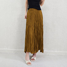 Retro Pleated Fashion Floral Suit Autumn and Winter New Miyake Elastic Top Waist Design Skirt Two-Piece Set