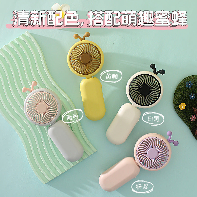 New cartoon mini fan summer outdoor portable USB rechargeable fan student dormitory desktop fan