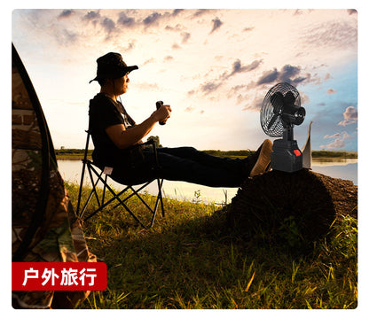 Cross-Border Trade Portable Lithium Battery Fan 8inch Metal Model for Home, Outdoor Camping, Fishing, High Air Volume