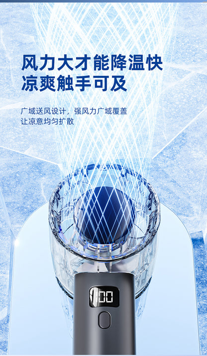 New Cross-Border High-Speed Small Fan Portable Student Desktop Fan Outdoor USB Digital Display Handheld Small Fan