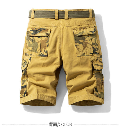 Camouflage Pants Men's Cargo Pants Loose Fit Summer Washed Cargo Shorts Cross-Border Exclusive B2021