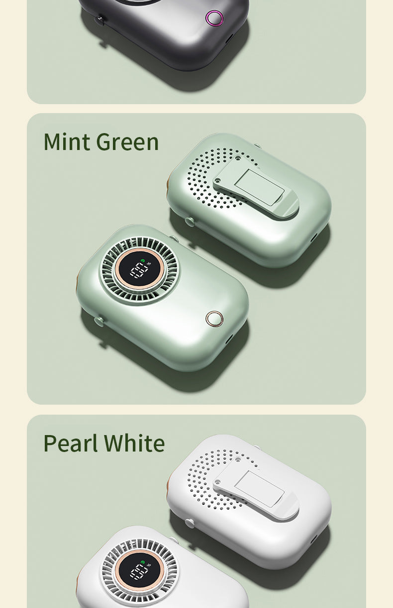 New Handheld Digital Display Small Fan Portable USB Lazy Electric Fan Outdoor Mini Waist Fan Hanging Neck Fan