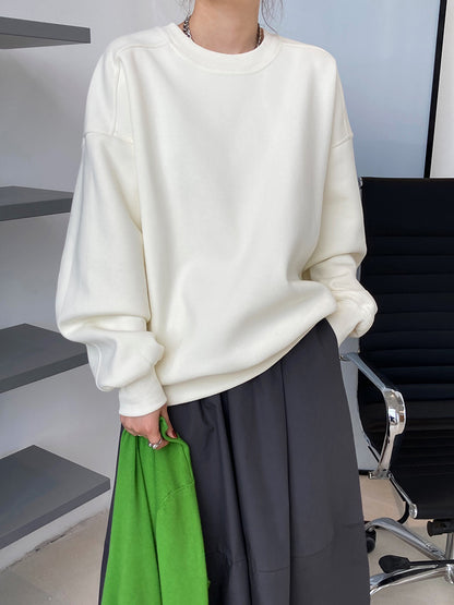 Luxi 2025 Autumn and Winter New Style Velvet Thickeneded Burgundy Sweatshirt for Women Korean Style Normcore Long-Sleeved Pullover Top 2628