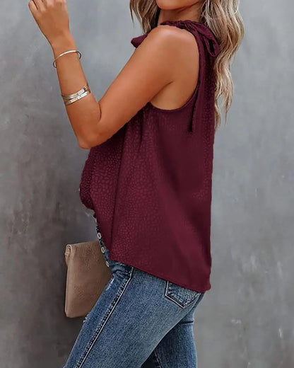 2026 Amazon Summer New Style Halter Neck Bow Leopard Print Satin Sleeveless Vest Top Wholesale