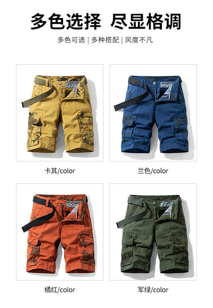Camouflage Pants Men's Cargo Pants Loose Fit Summer Washed Cargo Shorts Cross-Border Exclusive B2021
