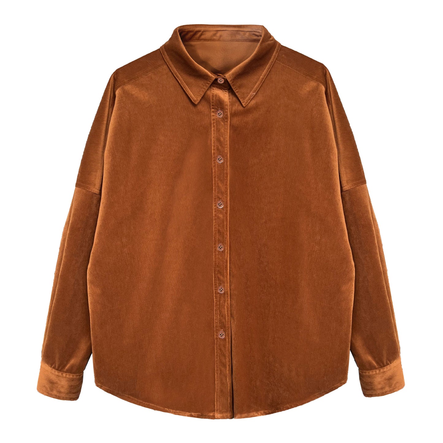 Lushi Japanese-Style Minimalist Thickened Brushed Corduroy Shirt for Women 2025 Autumn Inner Layering Base Shirt 3378